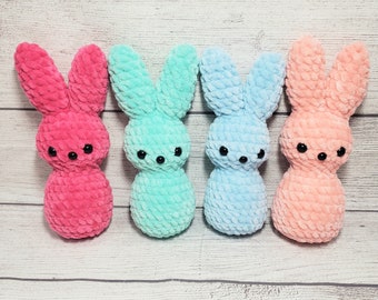 Peep Bunny Rabbit Plush Pink Handmade Crochet Amigurumi Plushie Stuffed Toy