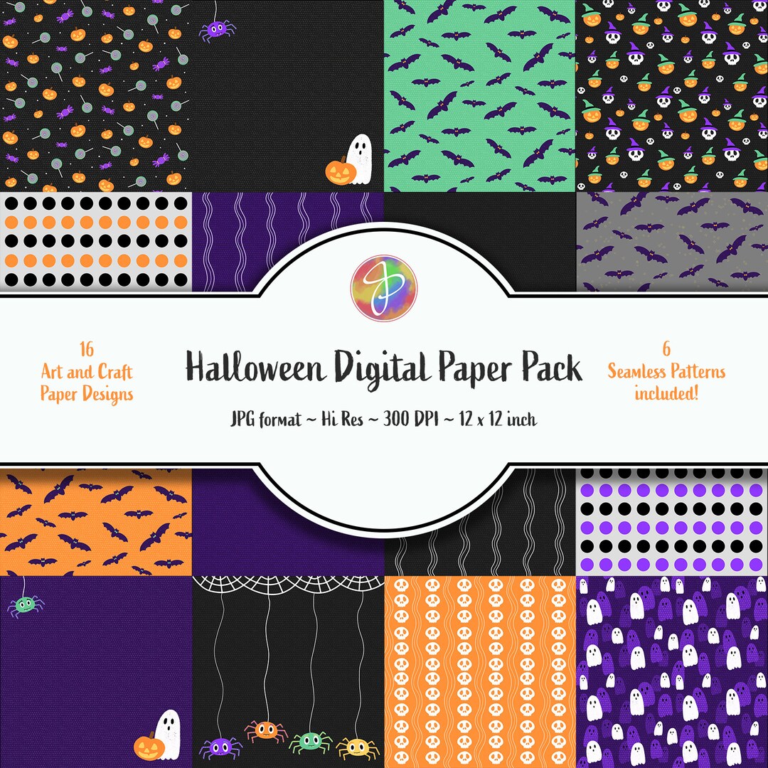 Halloween Digital Paper and Seamless Pattern Pack - Etsy