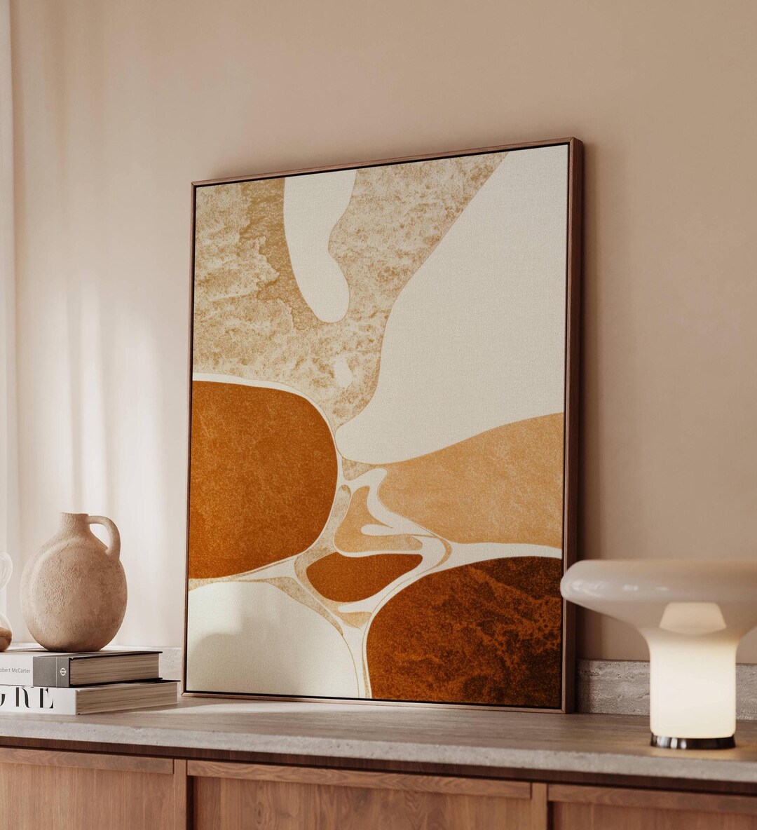 Mid Century Modern Abstract Wall Art Print on Canvas or Poster Neutral ...