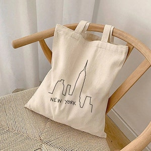 New York Tote Bag, New York State Of Mind Tote, Shopping Bag, The City That Never Sleeps, New York City Bag, Beige Tote, Cotton Tote, NYC