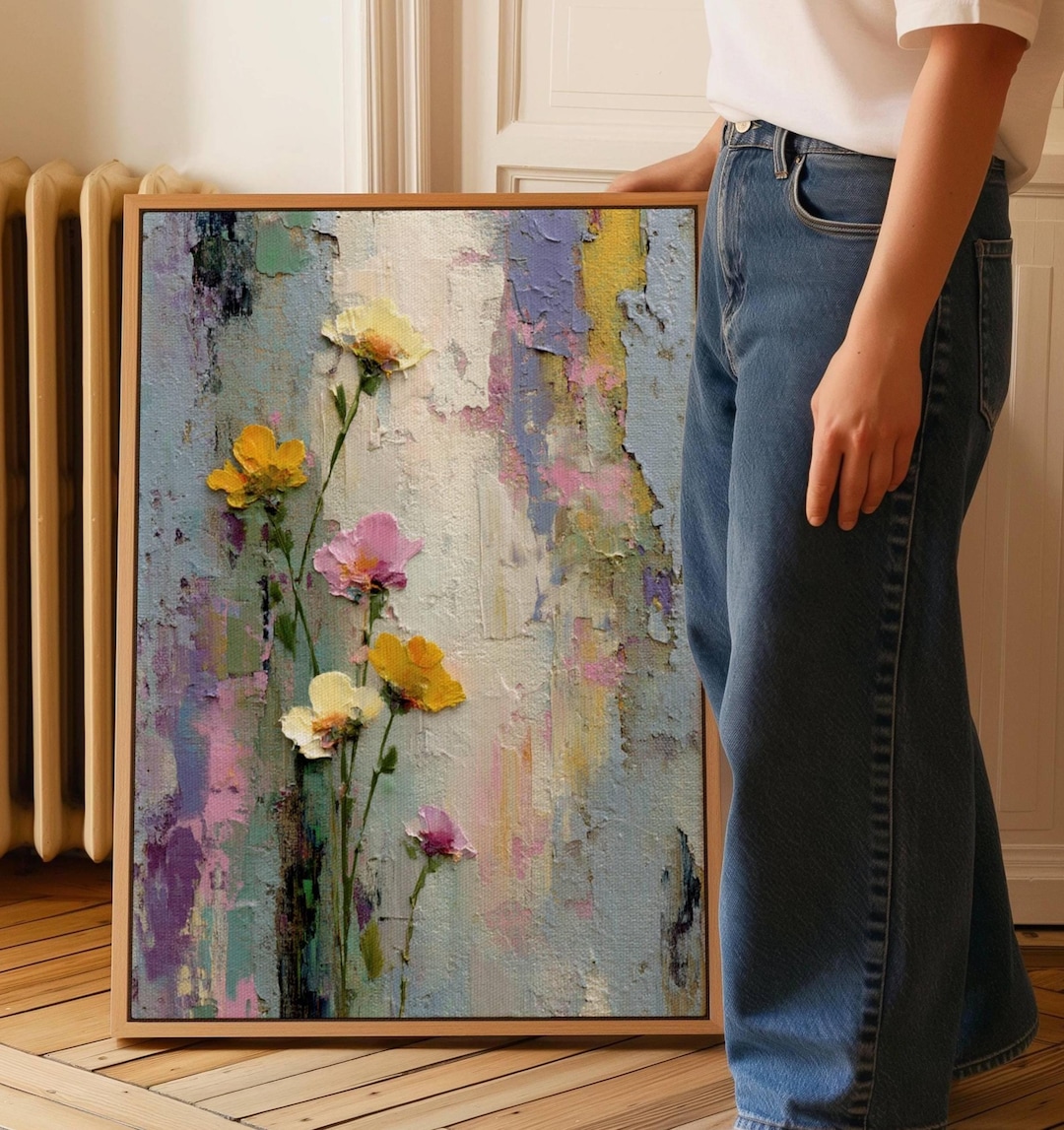 Printed Floral Canvas Wall Art Abstract Flower Painting Print ...