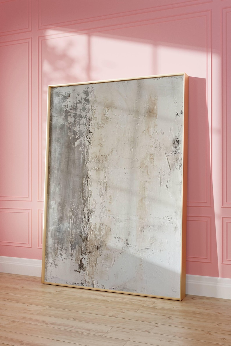 Minimal Neutral Abstract Wall Art Soft Beige and Gray Modern Painting ...