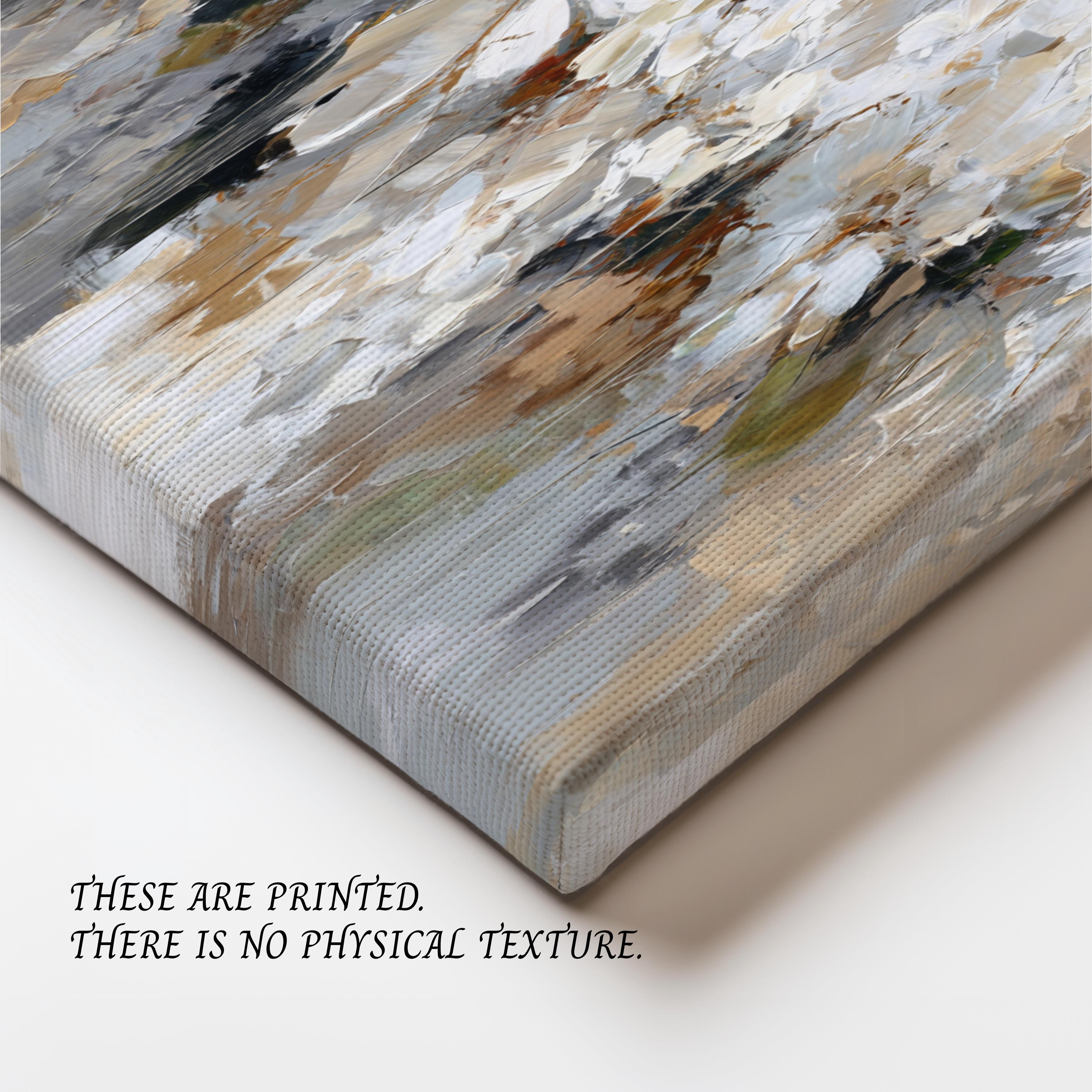 Neutral Abstract White Floral Canvas Wall Art Modern Beige Gray ...