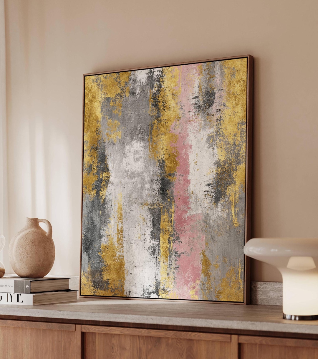 Gold Abstract Wall Art | Modern Canvas Print Metallic Accents ...