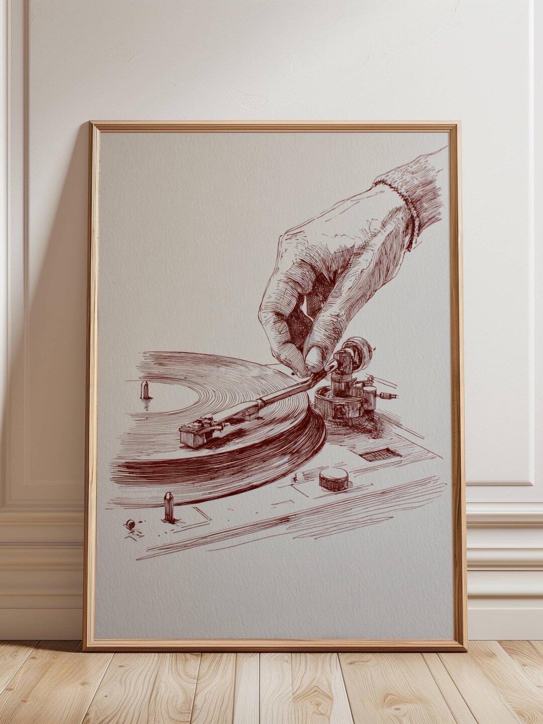 Vinyl Record Wall Art Hand Drawn Ink Illustration Vintage Music Still ...