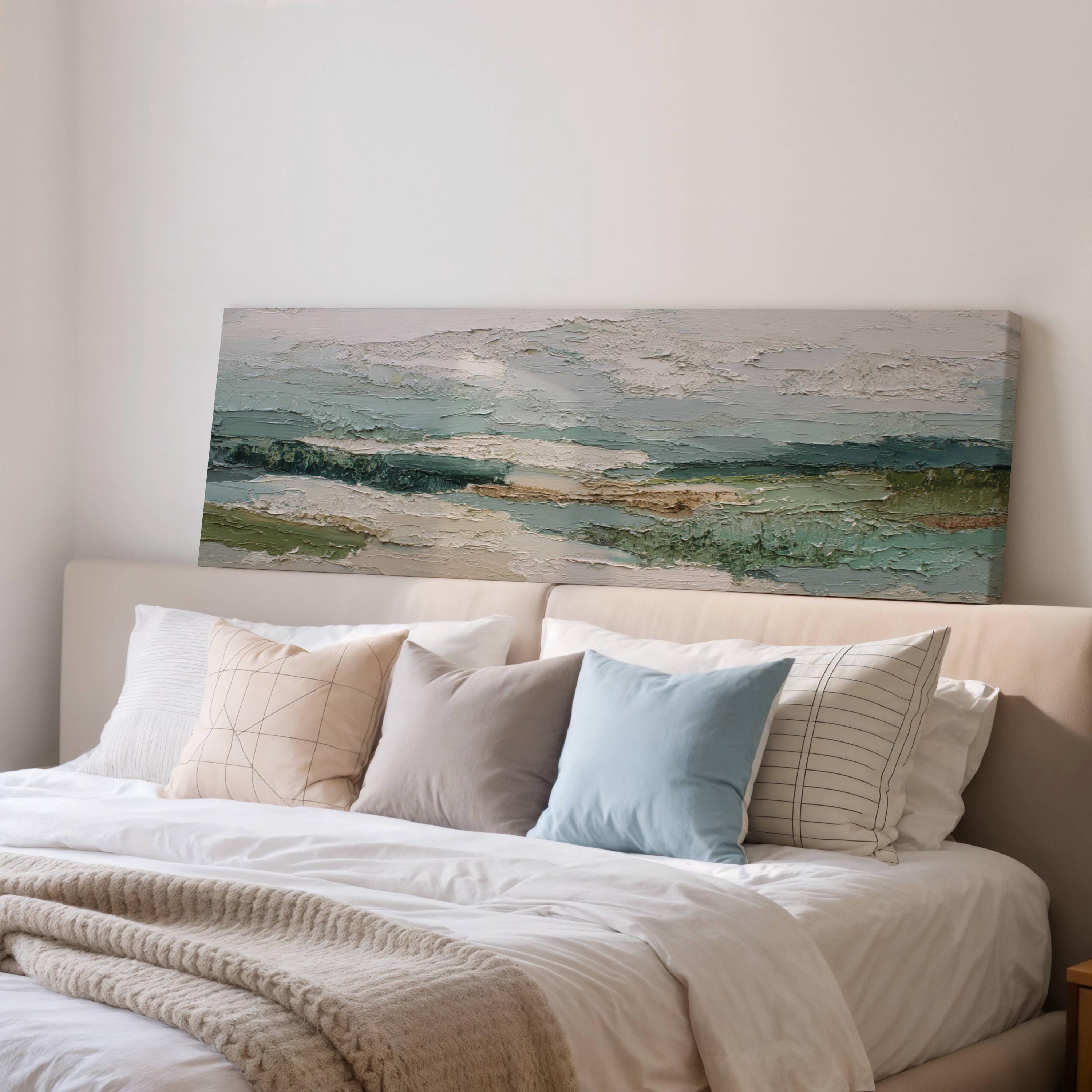 Abstract Landscape Art Sage Green Canvas Print Modern Nature Wall Decor ...
