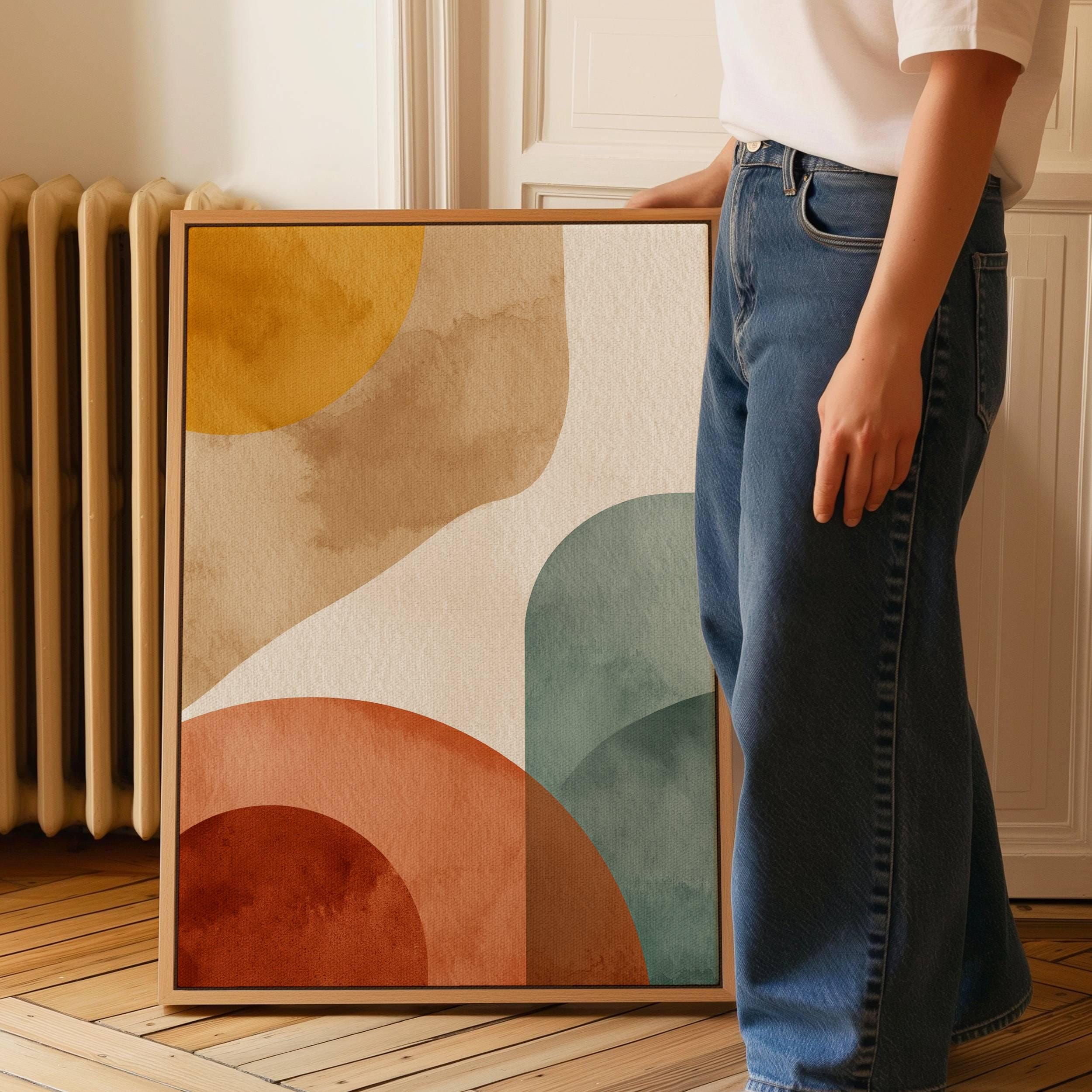 Abstract Mid Century Modern Wall Art, Minimalist Geometric Canvas Print ...
