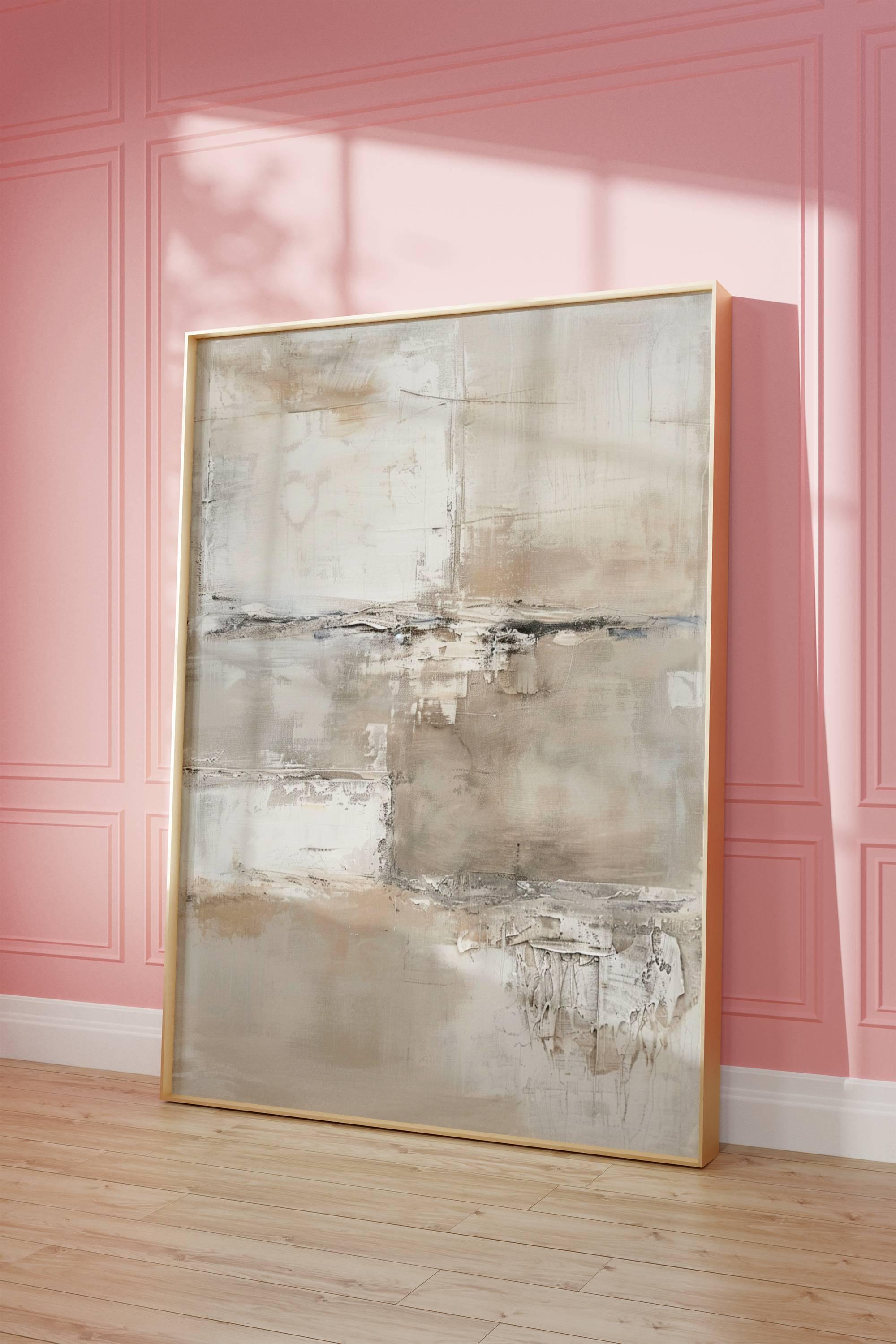 Soft Neutral Abstract Wall Art, Beige Taupe Minimalist Painting, Modern ...