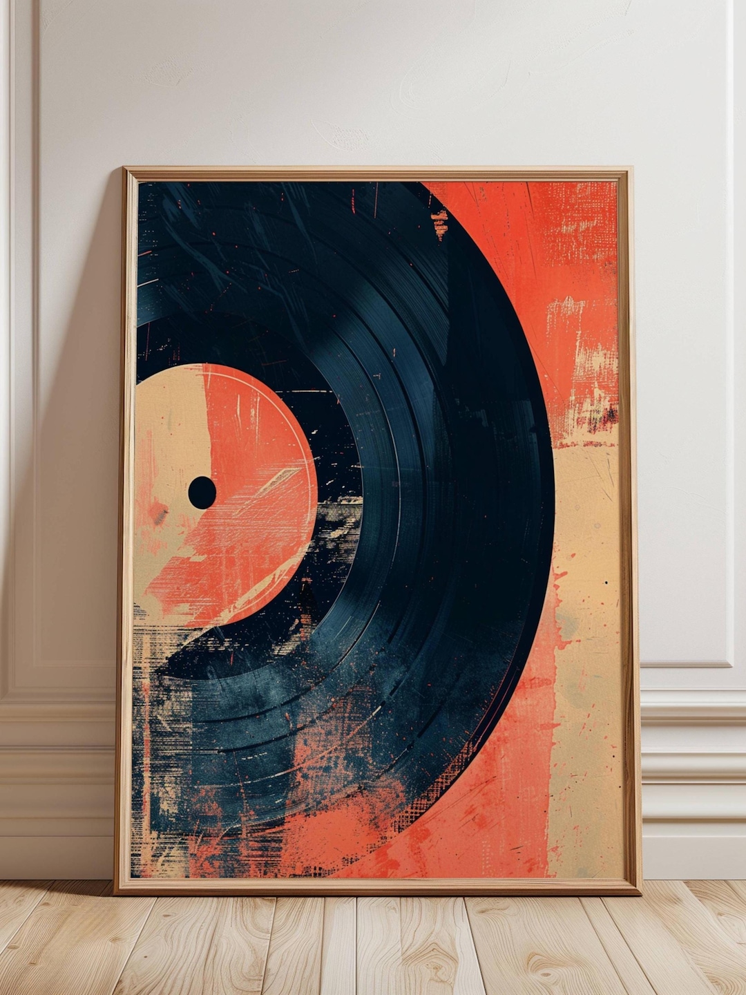 Abstract Vinyl Record Wall Art Print or Canvas, Modern Music Inspired ...
