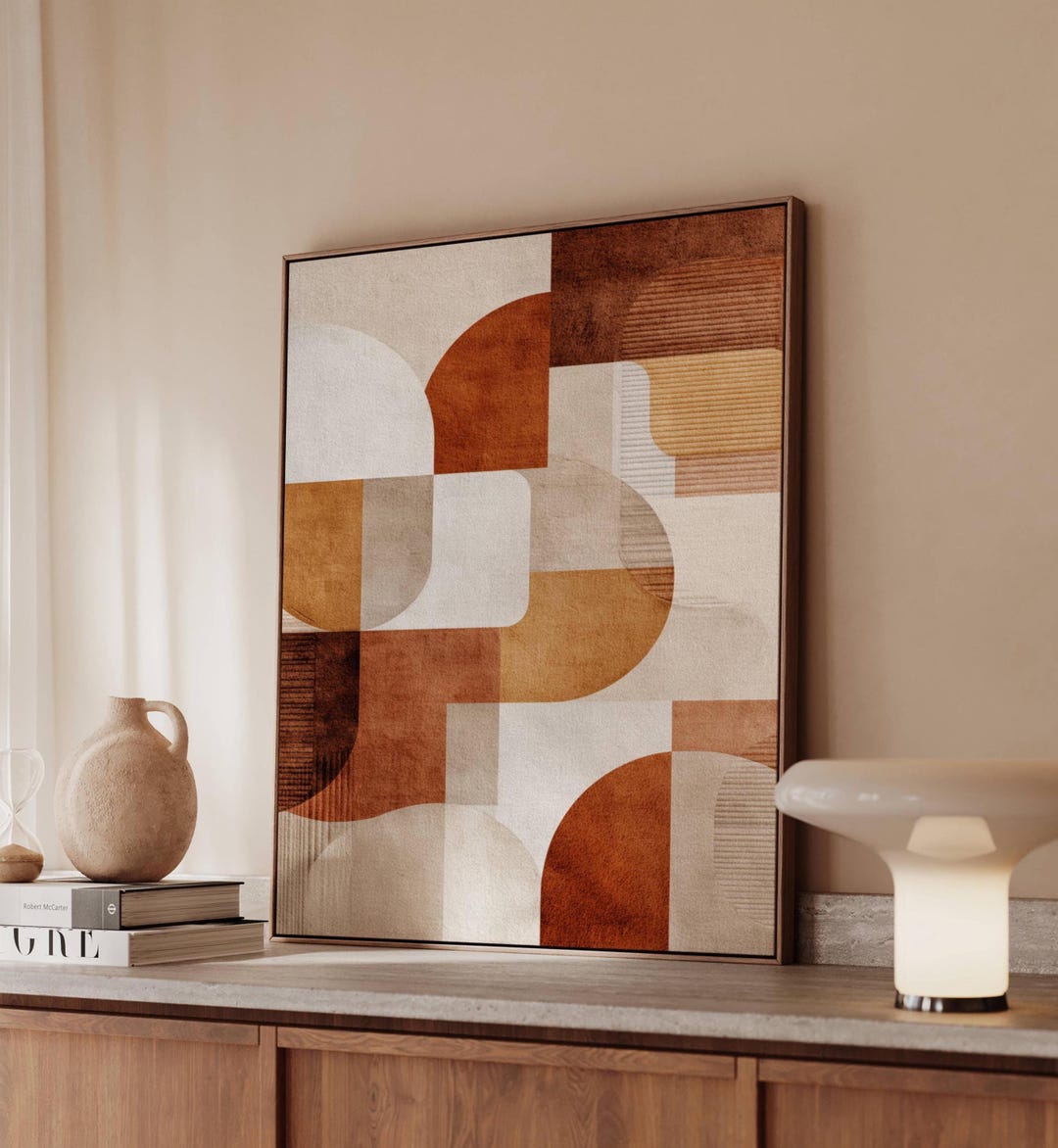 Retro Geometric Bauhaus Wall Art Canvas– Abstract Mid Century Modern ...