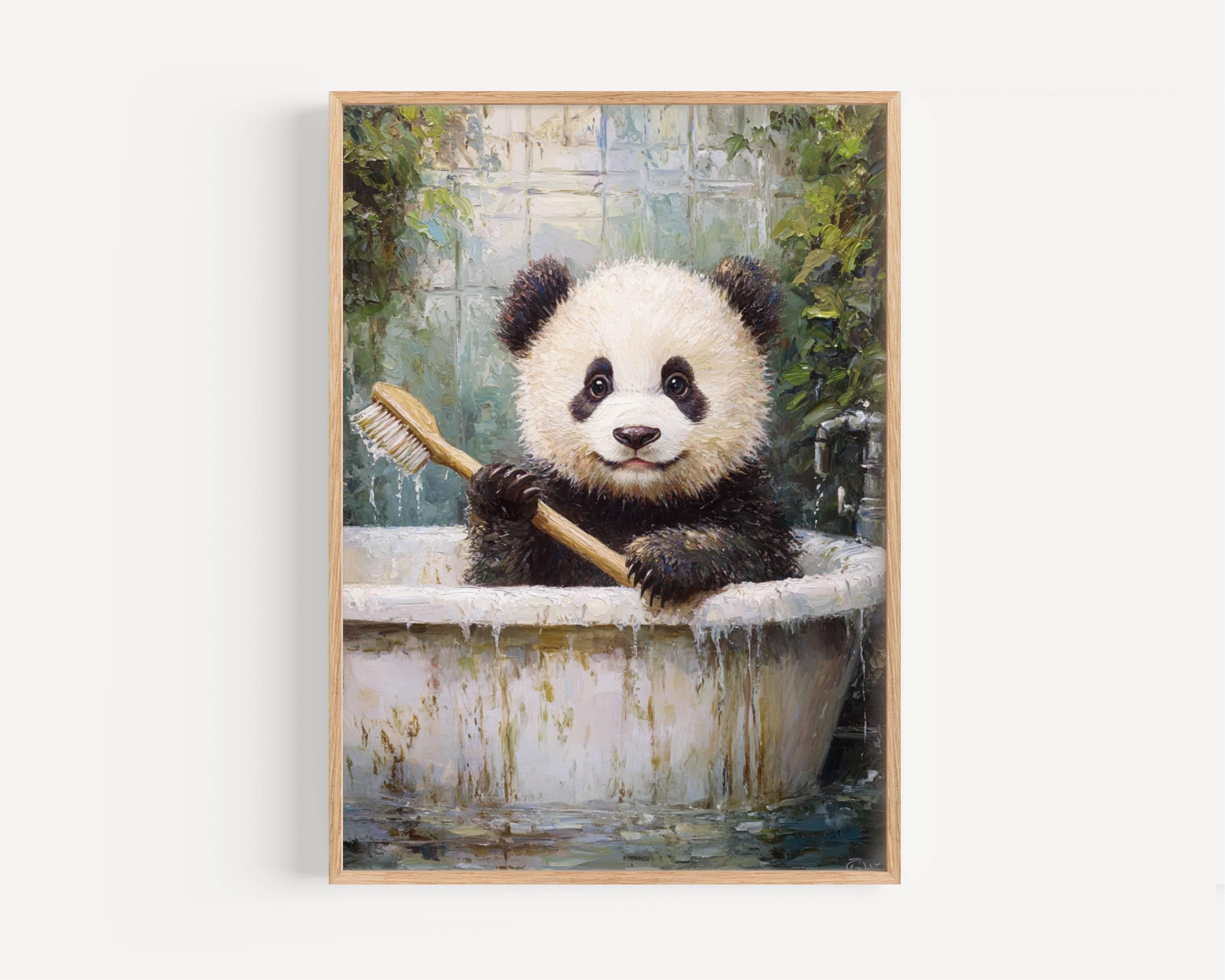 Cute Panda Bathroom Art Print - Whimsical Animal Wall Decor - Funny ...