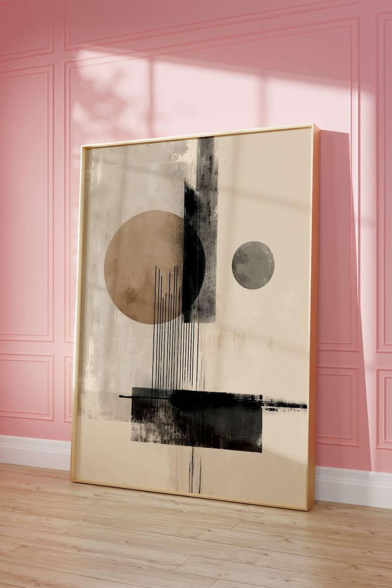 Minimalist Neutral Abstract Wall Art | Modern Geometric Shapes Canvas ...