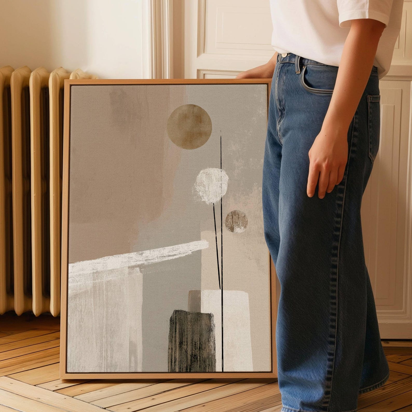 Beige Minimalist Abstract Wall Art – Neutral Canvas Print With Organic ...