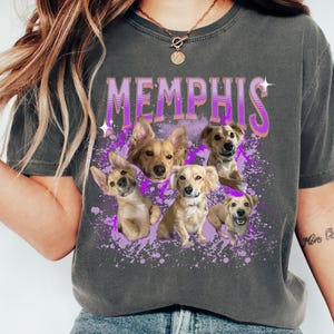 Custom Pet Photo T-Shirt - Personalized Dog Lover Gift, Vintage Y2K Style, Retro Pet Tee, Cute Custom Shirt, Unique Pet Portrait Gift