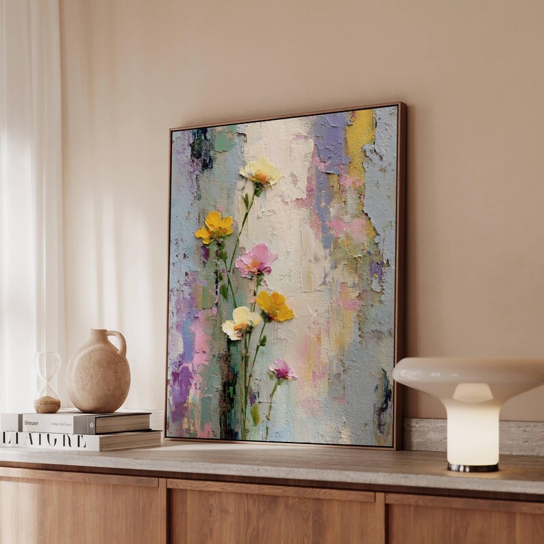 Printed Floral Canvas Wall Art Abstract Flower Painting Print ...