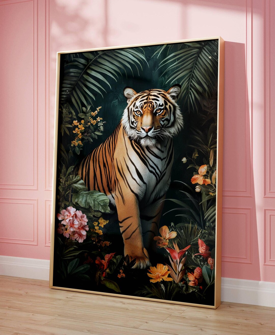 Majestic Tiger Wall Art - Tropical Jungle Animal Print - Elegant ...