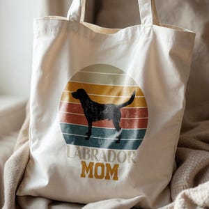 Labrador Mom Tote - Retro Lab Dog Lover Bag - Cute Pet Parent Gift - Stylish Labrador Retriever Tote - Dog Mom Aesthetic Accessory