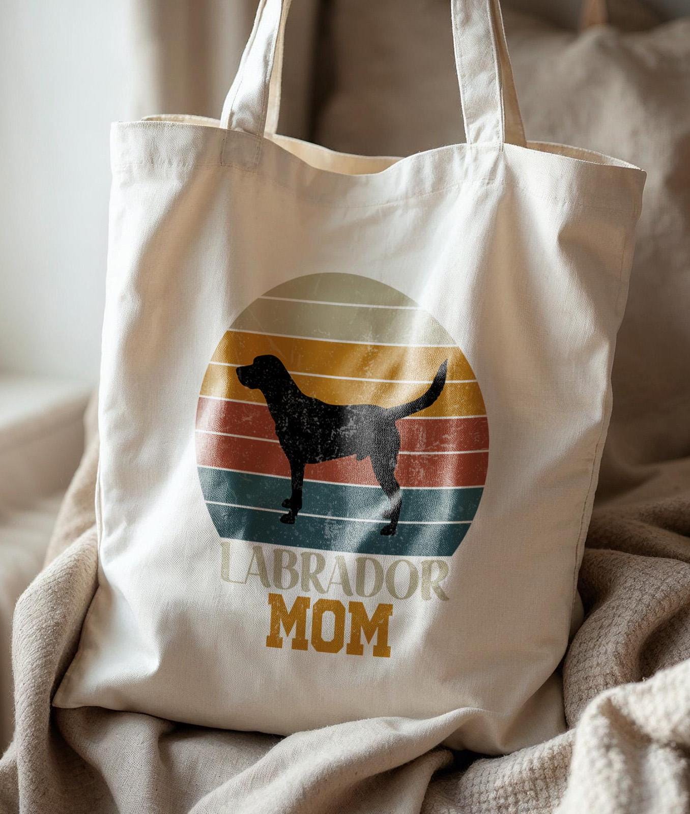 Best Labrador Mom Canvas Tote Bag - Cute Dog Lover Gift, Large 14x16 Inch Tote For School, Work, Travel