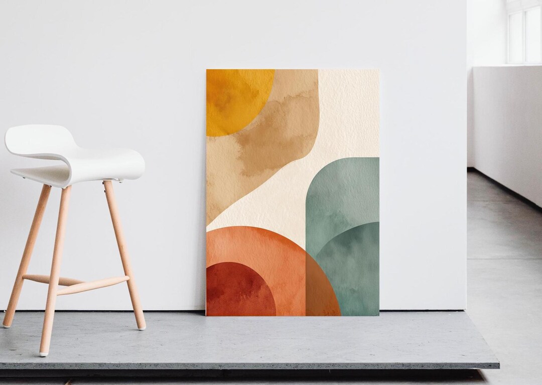 Abstract Mid Century Modern Wall Art, Minimalist Geometric Canvas Print ...