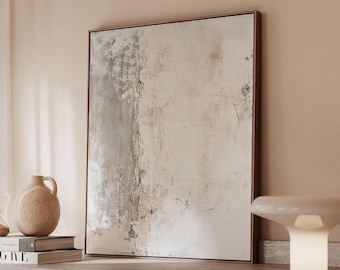 Minimal Neutral Abstract Wall Art Soft Beige and Gray Modern Painting Calm Contemporary Home Decor Poster or Canvas Living Room Office Decor