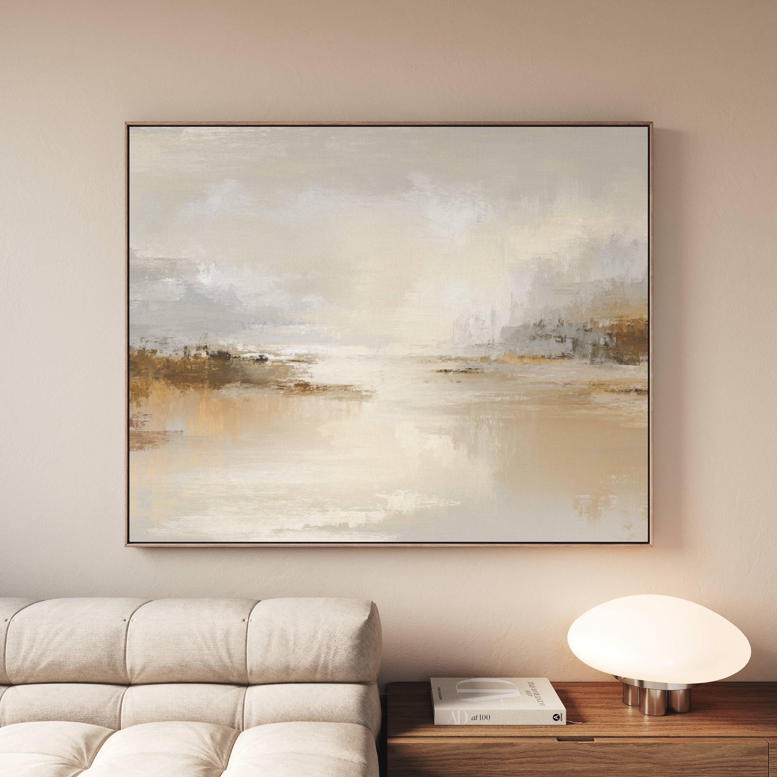 Neutral Abstract Landscape Canvas Wall Art Soft Beige Gray Painting ...