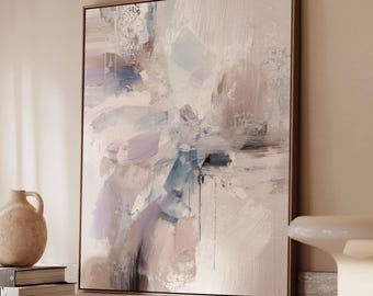 Neutral Abstract Wall Art | Soft Minimalist Canvas Painting | Japandi Modern Home Decor | Taupe Beige Cream Poster | Art Print