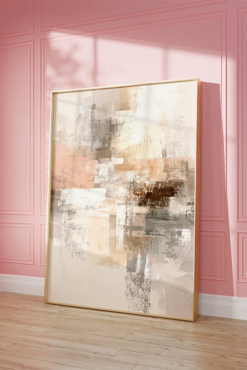 Canvas Neutral Abstract Art Modern Beige Taupe Painting Minimalist ...