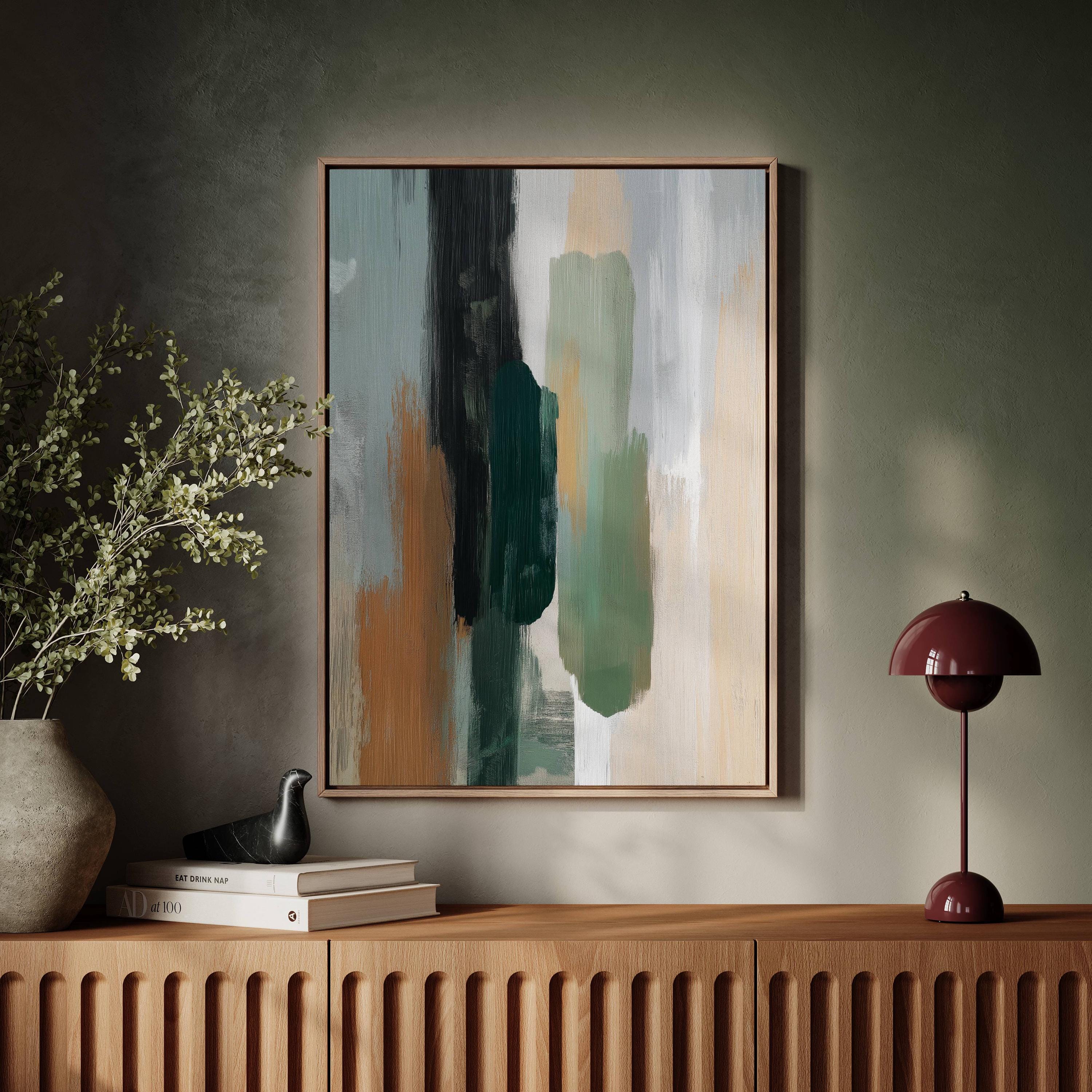 Modern Abstract Wall Art Canvas Earth Tone Painting Print Vertical ...
