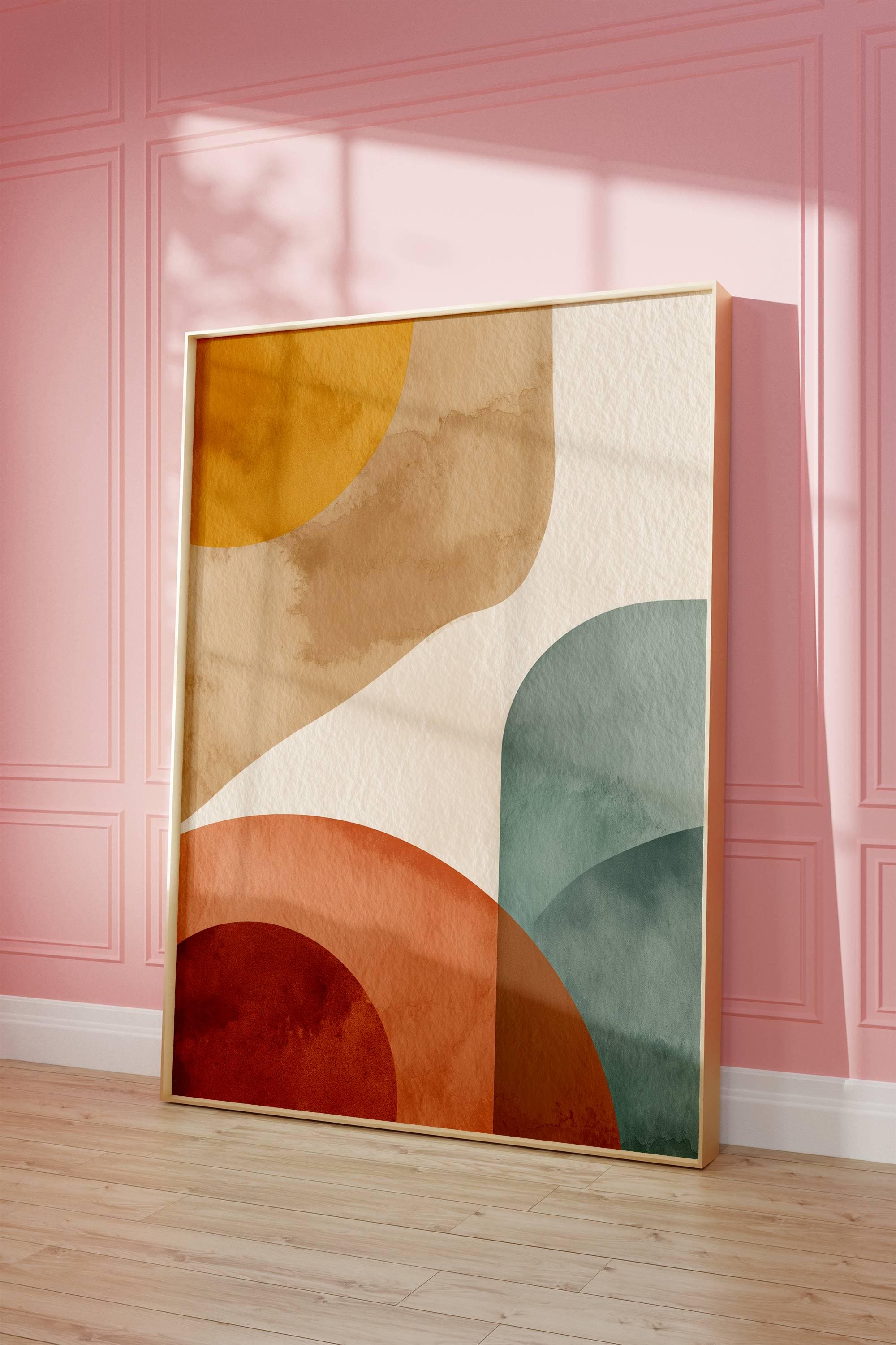 Abstract Mid Century Modern Wall Art, Minimalist Geometric Canvas Print ...