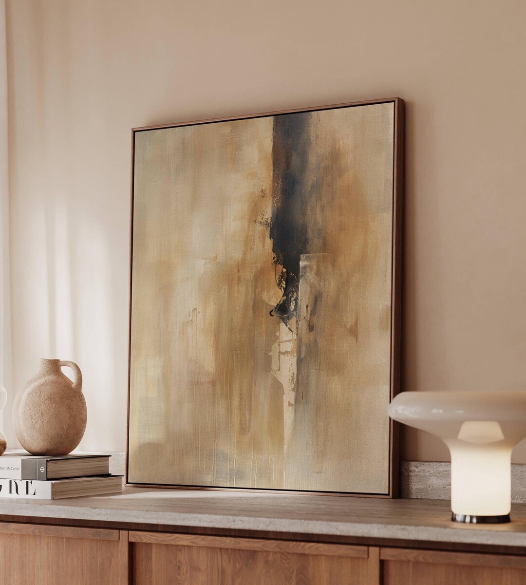 Neutral Abstract Wall Art Print Inspired by Books and Knowledge, Modern ...