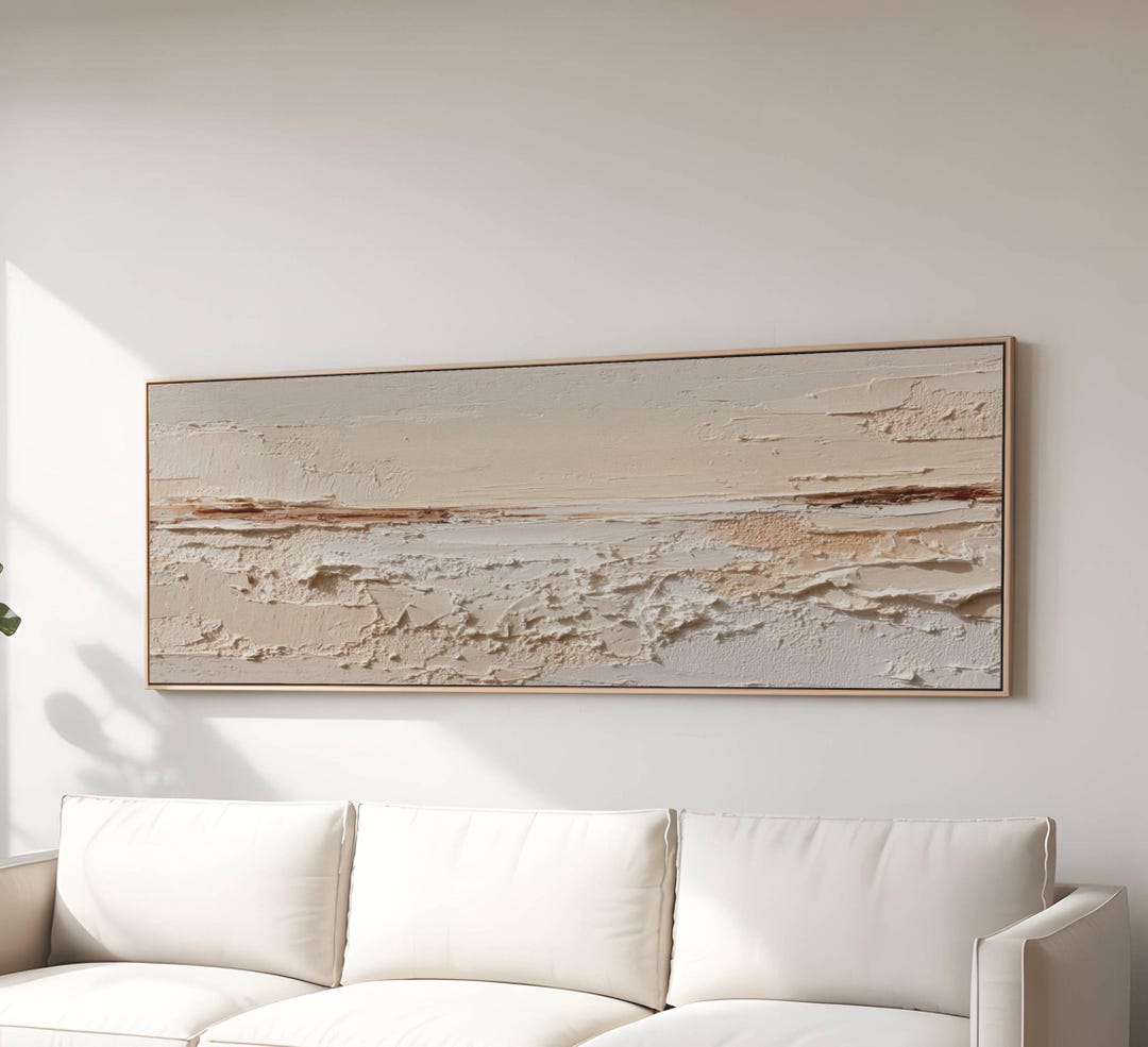 Neutral Canvas Art Beige Minimalist Abstract Painting Modern Impasto ...