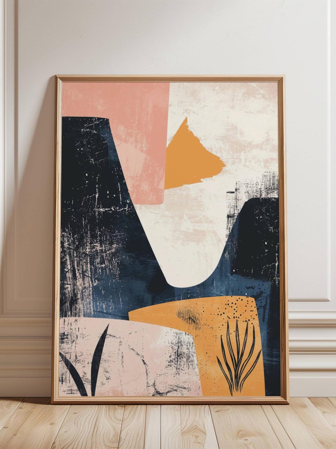 Modern Abstract Wall Art Print, Mid Century Inspired Canvas Poster or ...