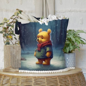 Winnie The Pooh Watercolor Tote Bag, Watercolor Pooh Bear, Multiple Size Tote, Tote Bag, Winnie The Pooh In The Snow, Gift For Her