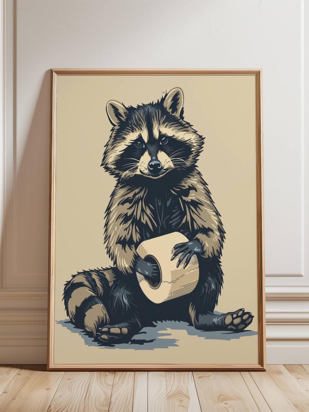 Funny Raccoon Wall Art Print, Illustrated Woodland Animal Holding ...