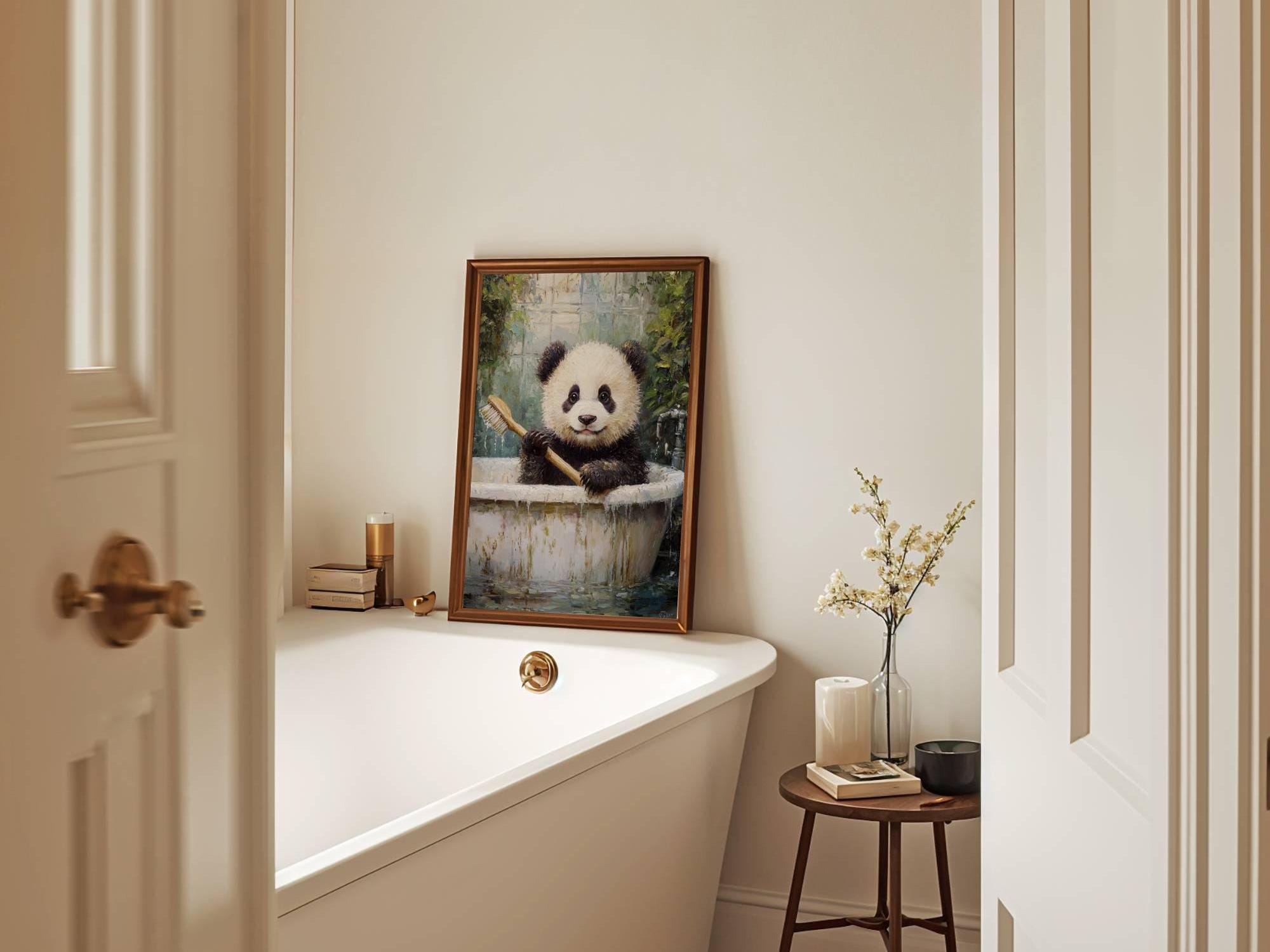 Cute Panda Bathroom Art Print - Whimsical Animal Wall Decor - Funny ...