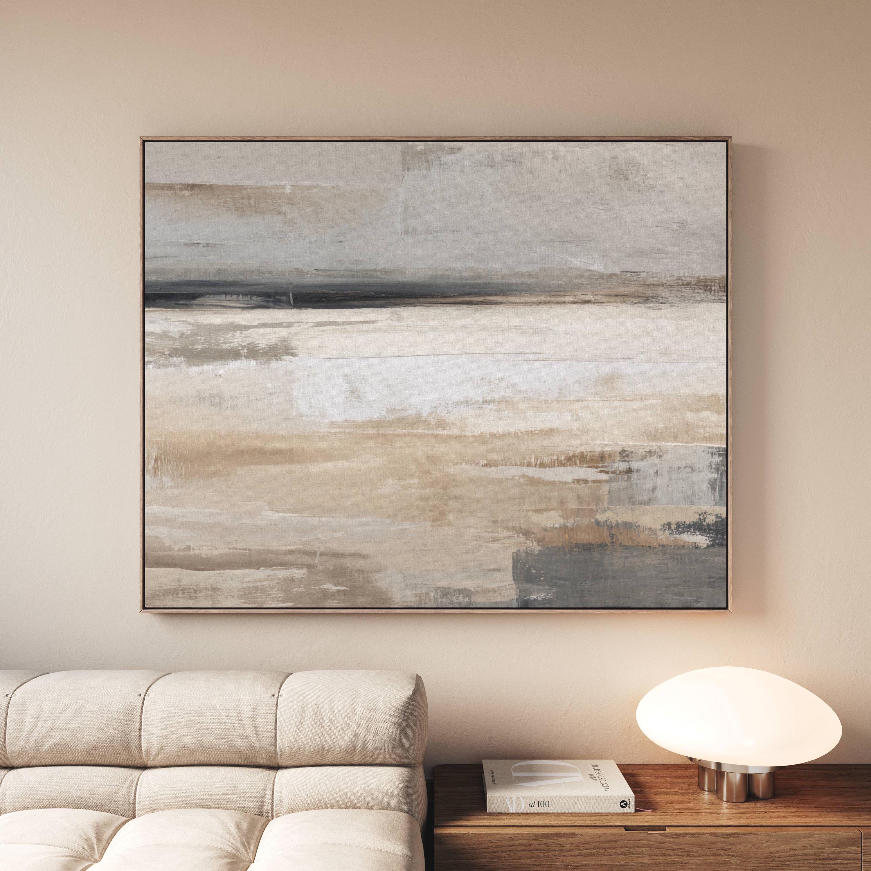 Large Neutral Abstract Canvas Wall Art Beige Grey Modern Painting Print ...