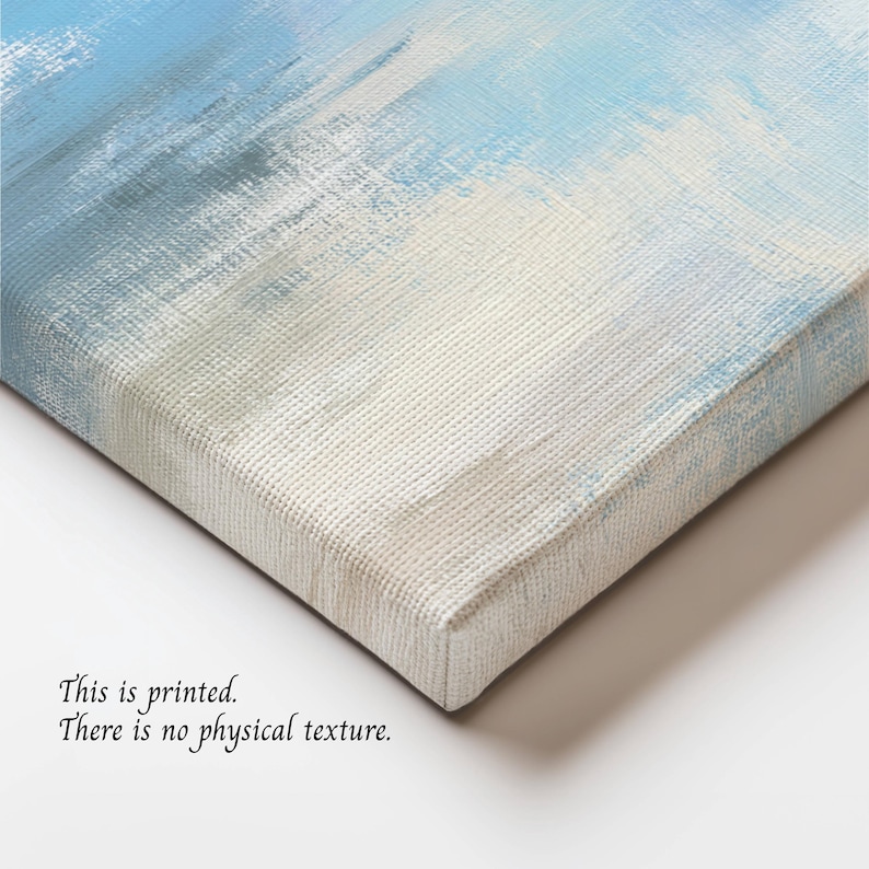 Minimal Light Blue Abstract Canvas Wall Art, Soft Brush Strokes, Modern Coastal Painting Print, Serene Neutral Living Room Decor afbeelding 5