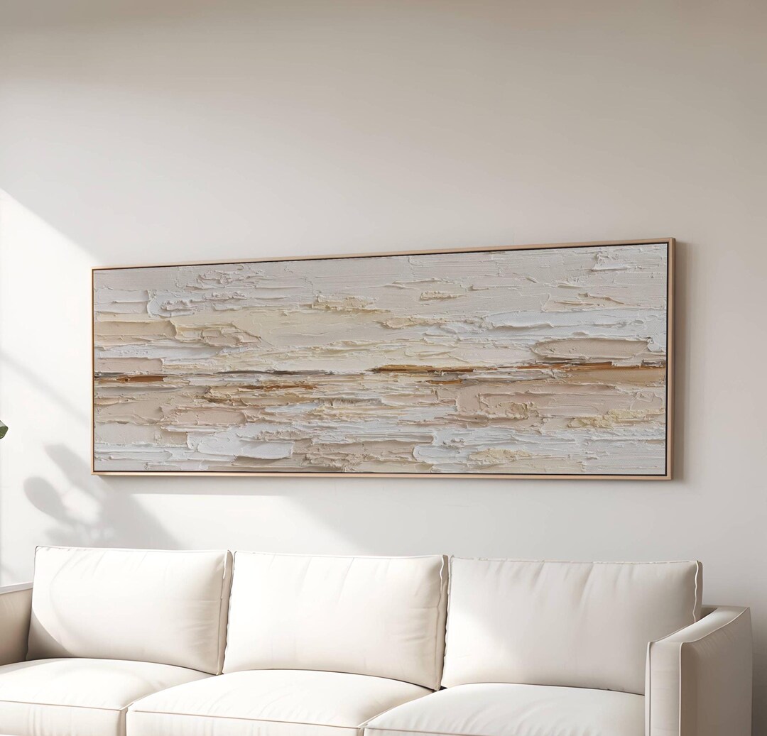 Neutral Canvas Art Beige Minimalist Abstract Painting Modern Impasto ...