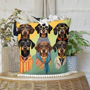 Dachshund Tote Bag, Cute Sausage Dog Art, Retro Wiener Dog Gift, Funny Dog Lover Tote, Hipster Dog Aesthetic, Stylish Pet Lover Bag