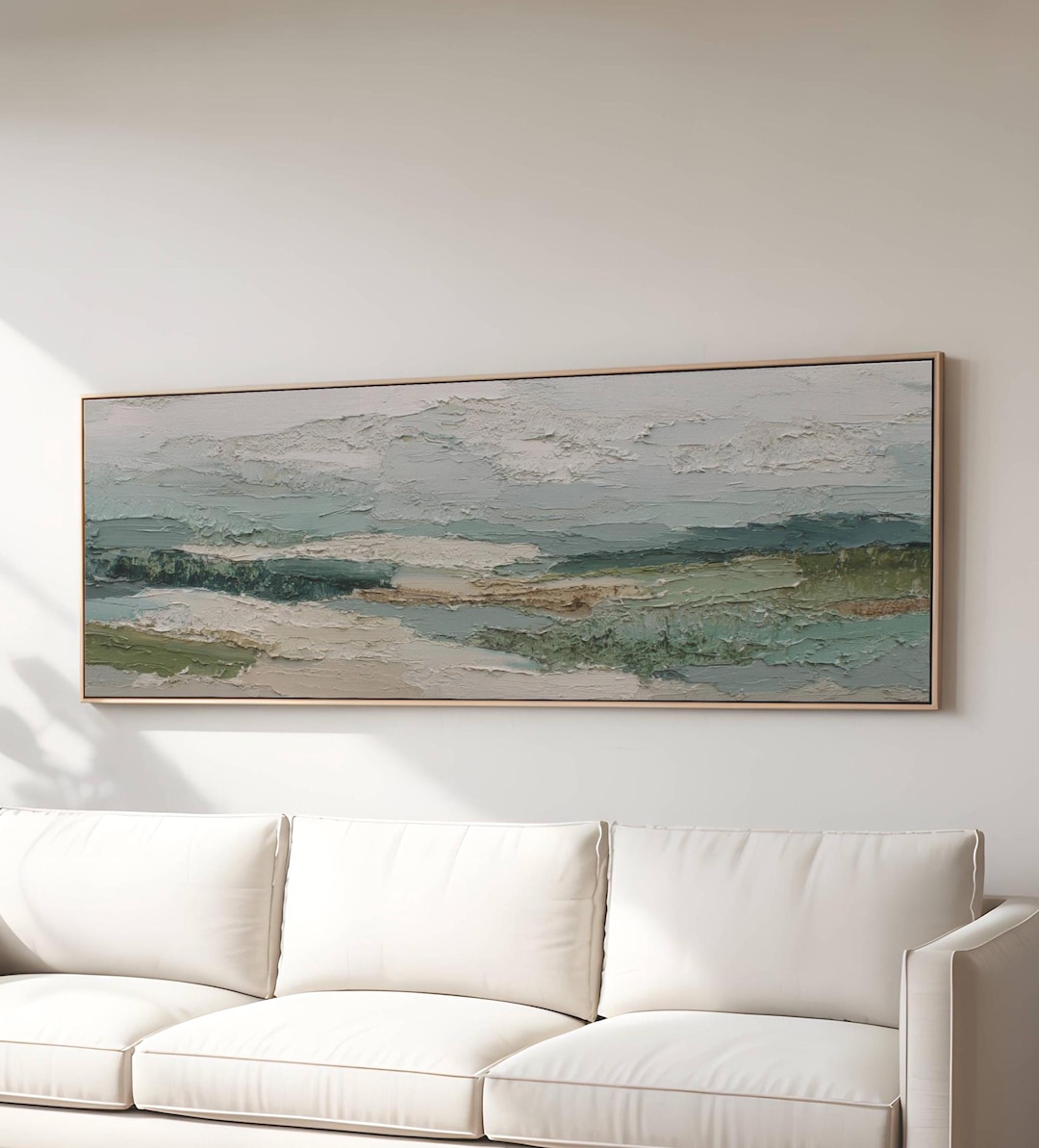 Abstract Landscape Art Sage Green Canvas Print Modern Nature Wall Decor ...