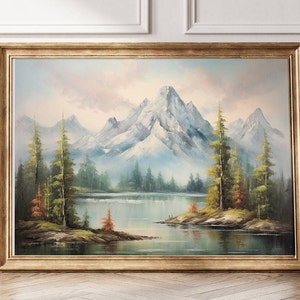 Mountain Lake Art Print - Scenic Landscape Wall Art - Nature Forest Artwork - Rustic Cabin Decor - Wilderness Painting for Living Room