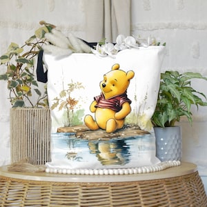Winnie The Pooh Watercolor Tote Bag, Watercolor Pooh Bear, Multiple Size Tote, Tote Bag, Winnie The Pooh Puddles, Gift For Her, Weekender