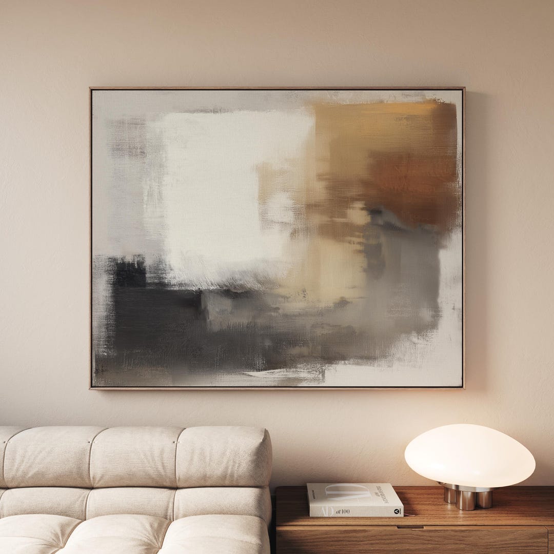 Neutral Abstract Oil Painting on Canvas Modern Minimalist Wall Art ...