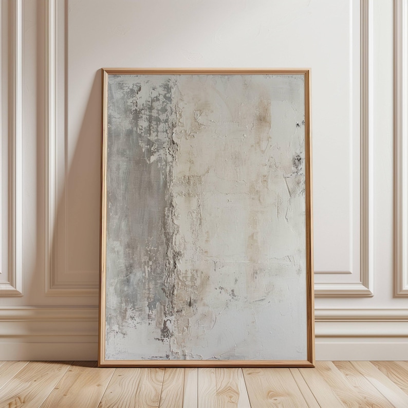 Minimal Neutral Abstract Wall Art Soft Beige and Gray Modern Painting ...