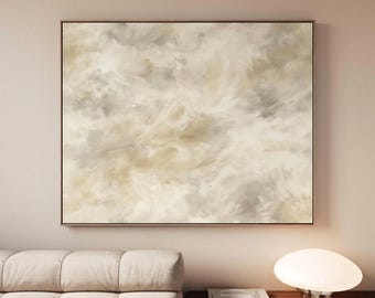 Neutral Beige Abstract Canvas Wall Art Brushstroke Painting Print Modern Minimalist Home Decor Warm Earthy Tones Living Room Art