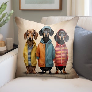 Bonita almohada para perro, colorida almohada con diseño de Dachshund, regalo divertido para amantes de los perros salchicha, decoración acogedora para mascotas para sofá, sillón, sala de estar, regalo para mamá perruna