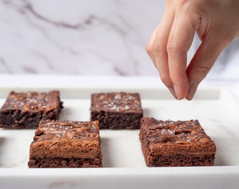 Brownies de chocolate con flor de sal: Regalo de chocolate negro belga