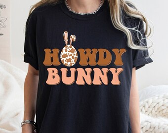 Howdy Bunny Tee, Easter Shirt, Western Easter Shirt, Rodeo Easter Shirt, Cowboy Shirt, Desert Crewneck,Retro Easter Gifts,Easter Bunny Shirt