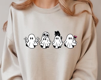 Cute Spooky Sweatshirt, Womens Ghost Sweatshirt, Fall Graphic Sweatshirt, Spooky Vibes Sweatshirt, Halloween Sweatshirt, Halloween Shirt