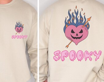 Spooky halloween heart back and front sweatshirt, Spooky Sweatshirt, cute Halloween Sweatshirt, Fall season sweatshirt, Halloween sweatshirt